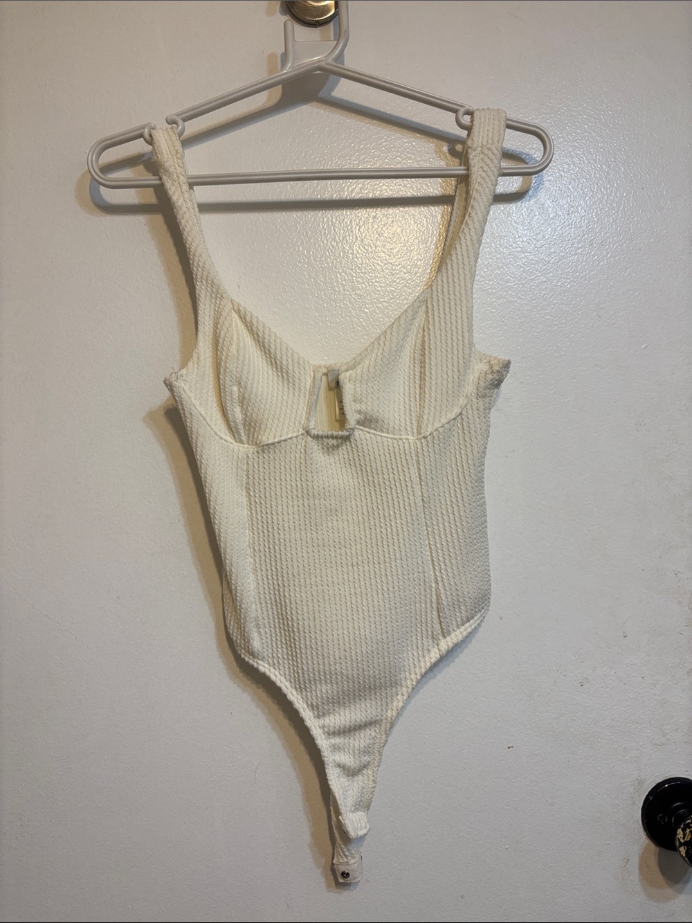 Rue21 Cream Textured Bodysuit with Supportive Bust